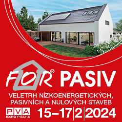 FOR PASIV dům na červeném banneru<br />
