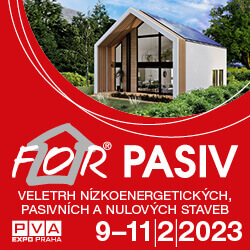 FOR PASIV dům na červeném banneru<br />
